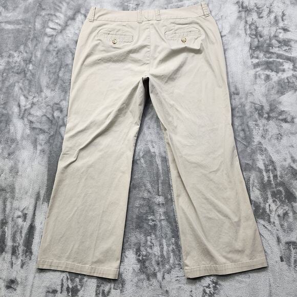 Eddie Bauer Pants Womens 16 Beige Blakely Wide Leg Chino Stretch Cotton Casual - Picture 3 of 14